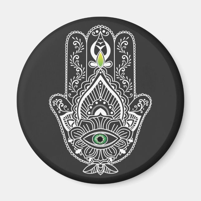 Grönt Eyed Protector Hamza Hand Magnet (Framsidan)