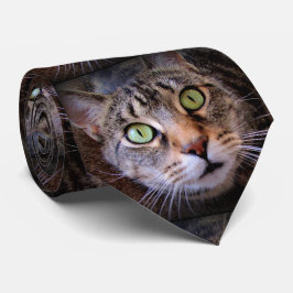 Grönt Eyed Tabby katt Herrkläder Tie Slips