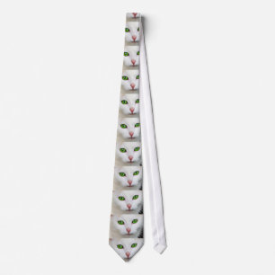 Grönt Eyed White Cat Necktie Slips