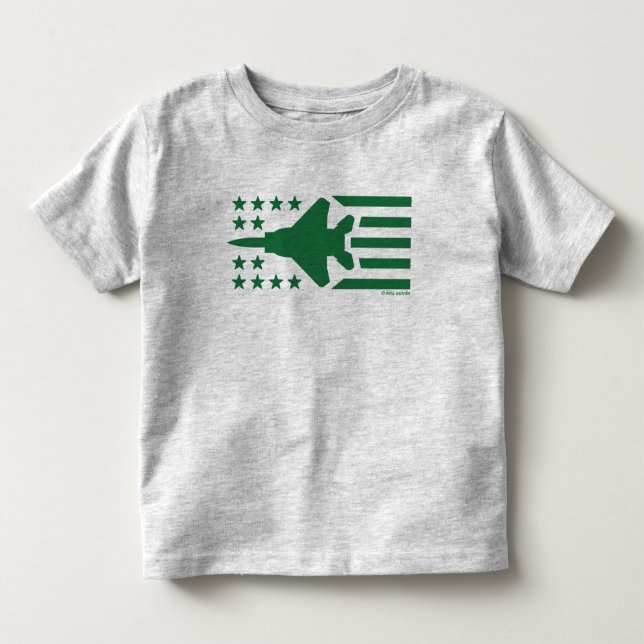 Grönt F-15 Jet Stars och stripes T Shirt (Framsida)