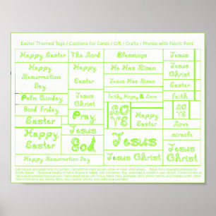 Grönt Fabric Font Påsk märkres bildtexter för hant Poster