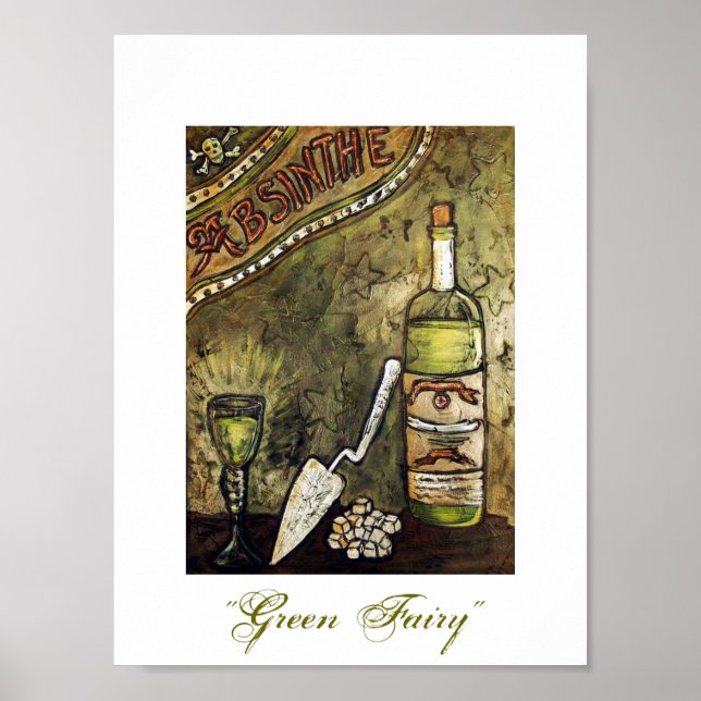 "Grönt Fairy" Absinthe Poster (Framsidan)