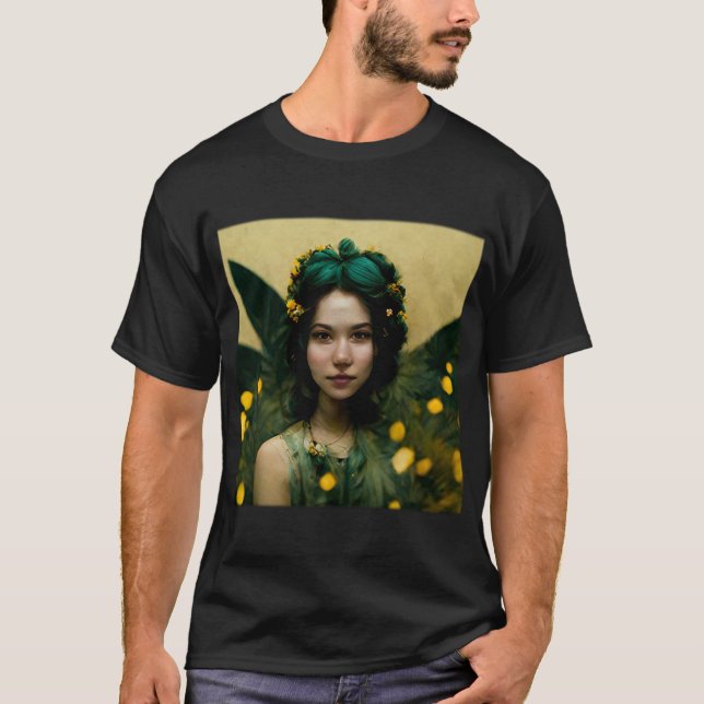 Grönt Fairy Basic Mörk T-Shirt (Framsida)