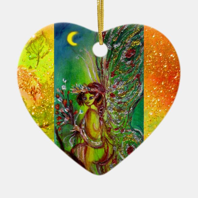 GRÖNT FAIRY /BUTTERFLY PLANT,BLOMMIGT GULD SPARKLE JULGRANSPRYDNAD KERAMIK (Framsidan)