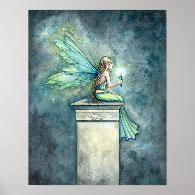 Grönt Fairy Candle Art Poster Skriv ut (Framsidan)