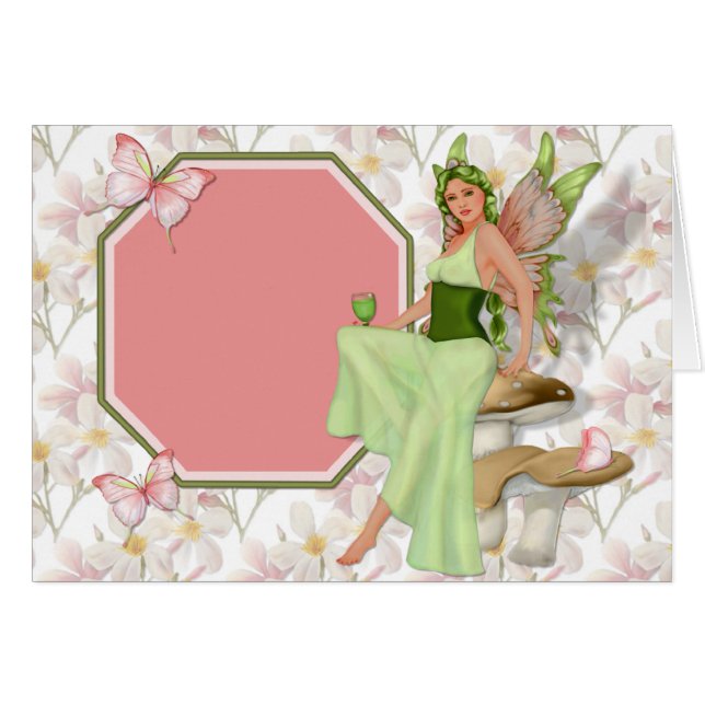 Grönt Fairy Hälsningskort (Framsidan Horizontal)