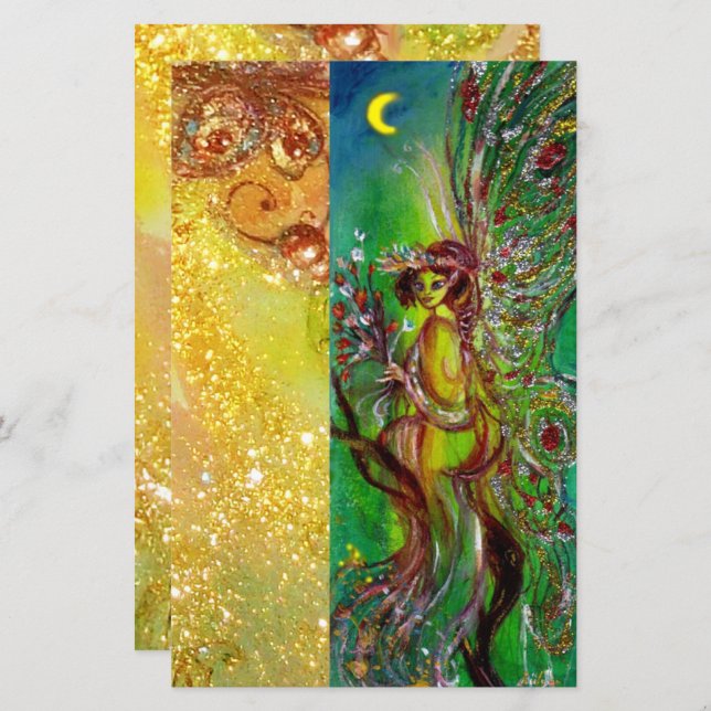 GRÖNT FAIRY I MOONLIGHT Fantasy (Fram/baksida)