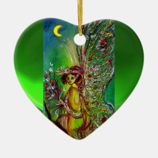 GRÖNT FAIRY IN MOONLIGHT Emerald Gemstone Julgransprydnad Keramik (Framsidan)