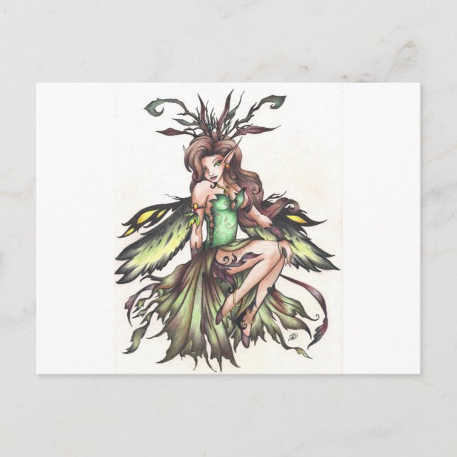 grönt Fairy Vykort (Framsida)