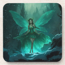 Grönt Fairy Winter Forest-julen Underlägg