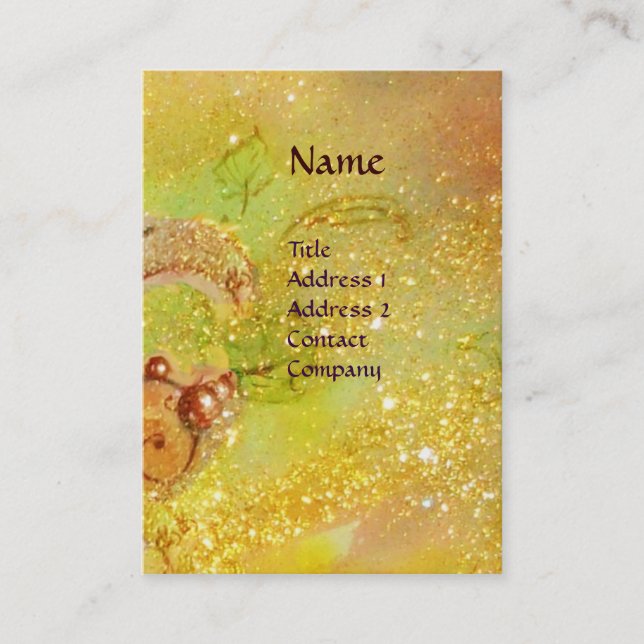 GRÖNT FAIRY WITH GULD BLOMMIGT SPARKLES IN MOONLIG VISITKORT (Framsida)