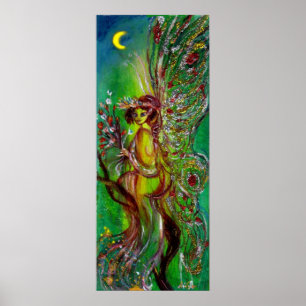GRÖNT FAIRY WITH GULD SPARKLES IN MOONLIGHT POSTER