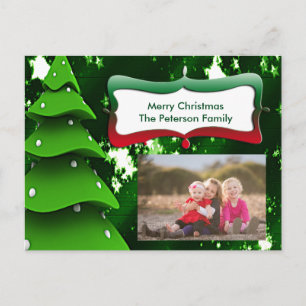 Grönt Fake Julgran med fotovykort Helg Vykort