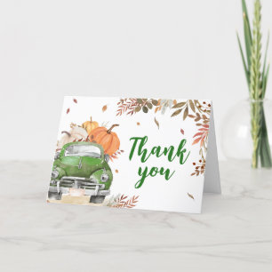 Grönt Fall Pumpkin Lastbil Baby Shower Tack Kort
