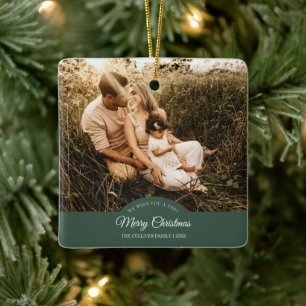 Grönt - familjfoto i God jul Julgransprydnad Keramik