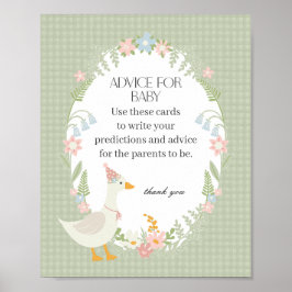 Grönt Fånig Goose Blommigt Gingham Advice for Baby Poster