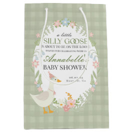 Grönt Fånig Goose Blommigt Gingham Baby Shower-fav