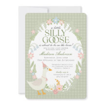 Grönt Fånig Goose Blommigt Gingham Baby Shower