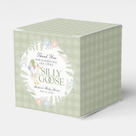 Grönt Fånig Goose Blommigt Gingham Baby Shower Presentaskar
