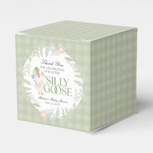 Grönt Fånig Goose Blommigt Gingham Baby Shower Presentaskar