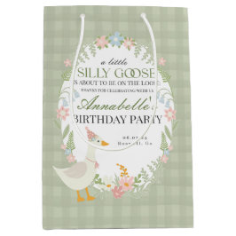 Grönt Fånig Goose Blommigt Gingham Birthday Favor