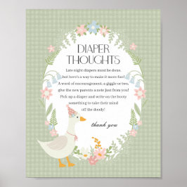 Grönt Fånig Goose Blommigt Gingham Diaper Thoughts Poster