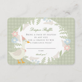Grönt Fånig Goose Gingham Blommigt Diaper Raffle Tilläggskort
