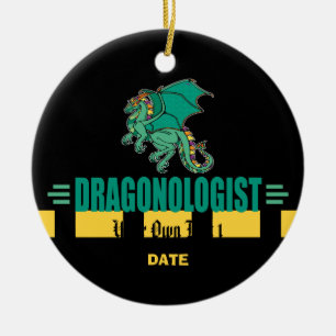 Grönt Fantasy Dragon Julgransprydnad Keramik