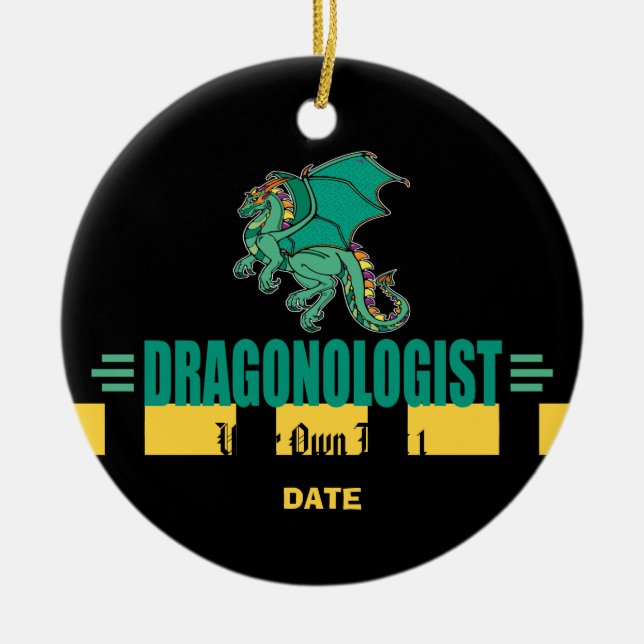 Grönt Fantasy Dragon Julgransprydnad Keramik (Framsidan)