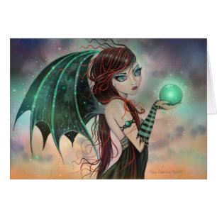 Grönt Fantasy Vampire Gothic Fairy Art Hälsningskort