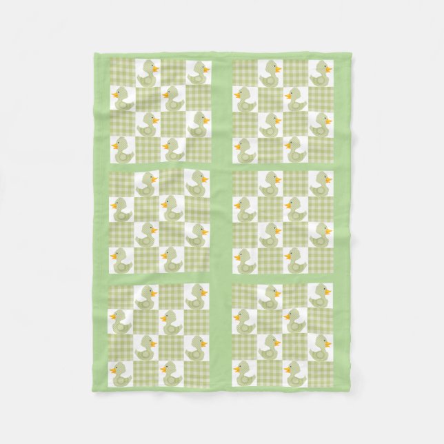 Grönt Färg Quilt Duckies design Fleece Blanket (Framsidan)