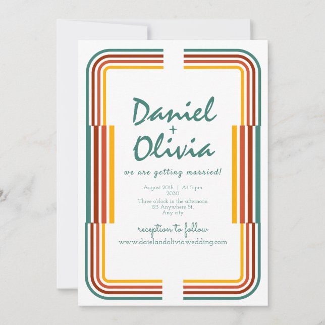 Grönt Färgfull illustration Foto Wed-inbjudan Inbjudningar (Framsida)