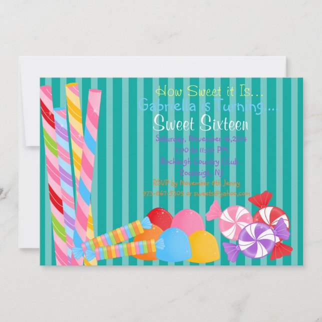 Grönt Färgmassor av godis 16-inbjudan Inbjudningar (Framsida)