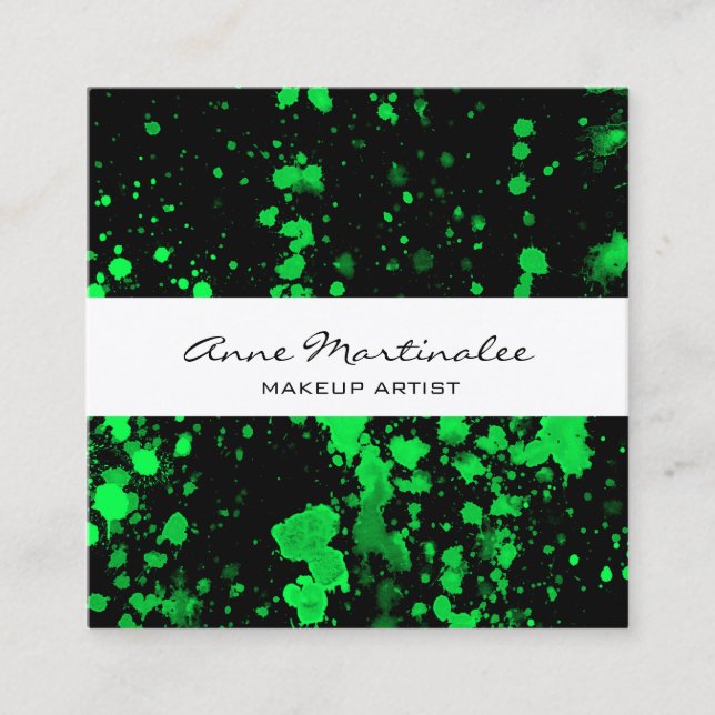 Grönt Färgplatta på Affärskortet Svart kvadrat Fyrkantigt Visitkort (Framsida)
