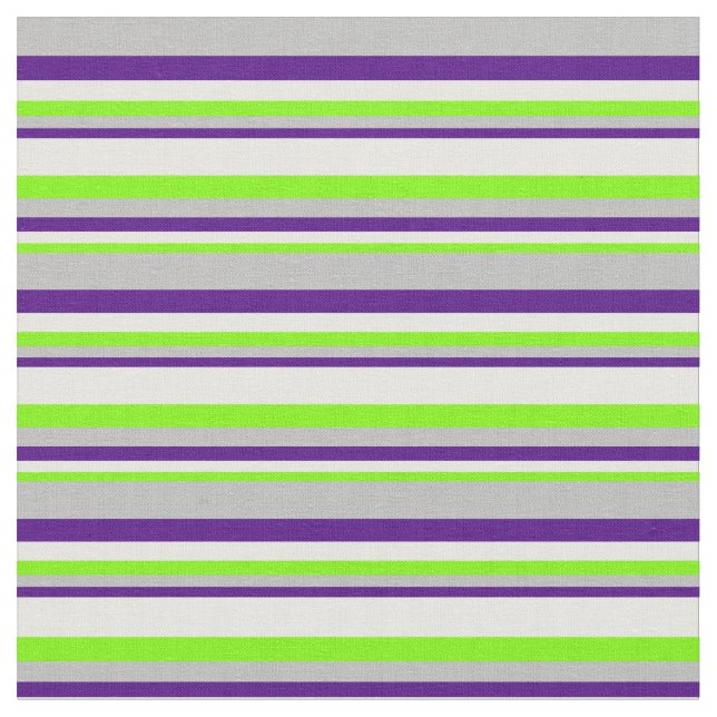 Grönt, färgton Cream, indigo & Grått Färgad Mönste Tyg (Närbild)