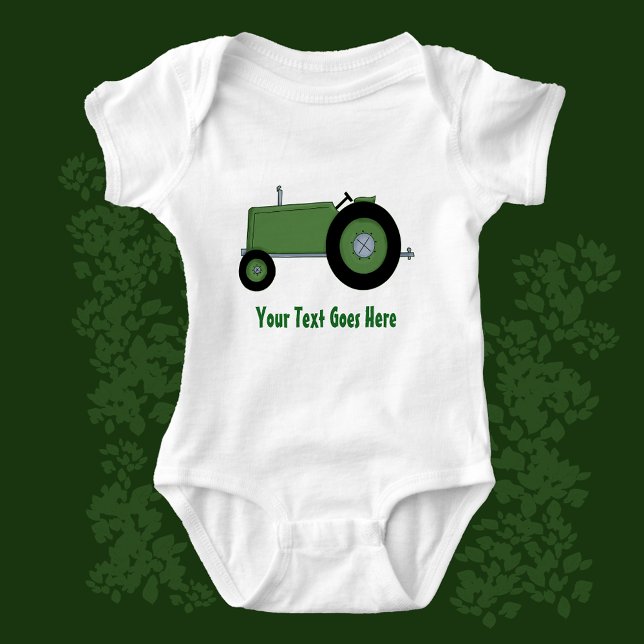 Grönt Farm Tractor Teckning Din Slogan Tee Shirt (Skapare uppladdad)