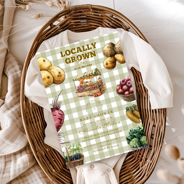 Grönt Farmers Market Baby Shower Inbjudningar (Skapare uppladdad)
