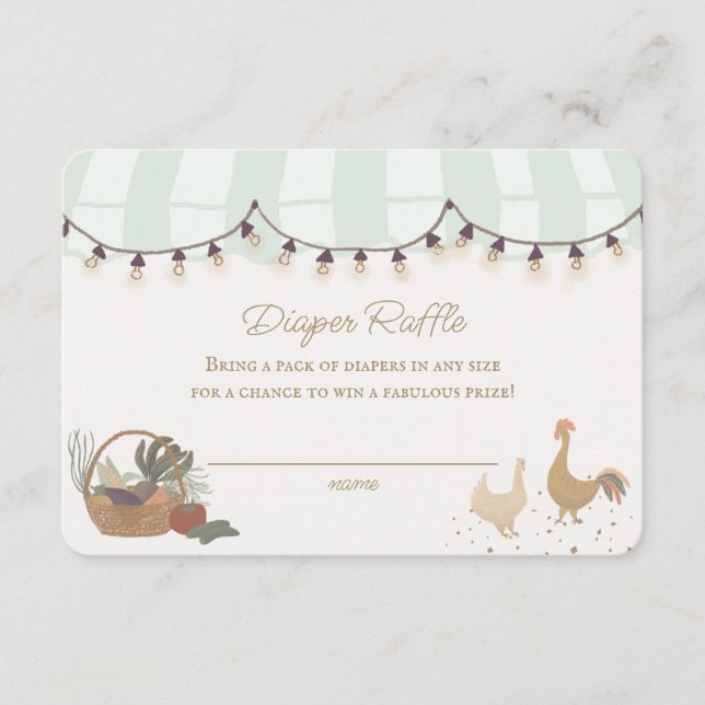 Grönt Farmers Market Farm Diaper Raffle Insert Tilläggskort (Framsida)