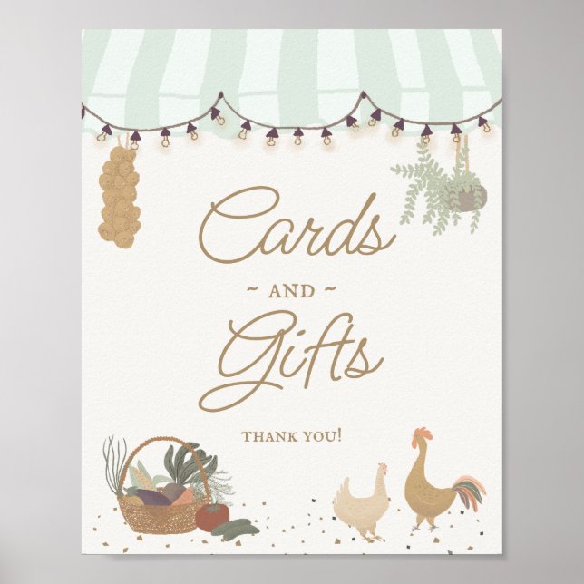 Grönt Farmers Market Farm Fresh Cards and Gifts Poster (Framsidan)