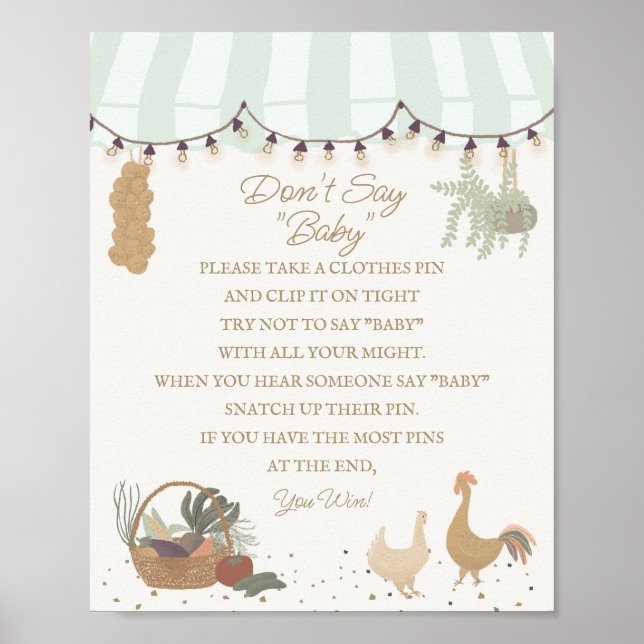 Grönt Farmers Market Farm Fresh säger inte Baby Ga Poster (Framsidan)
