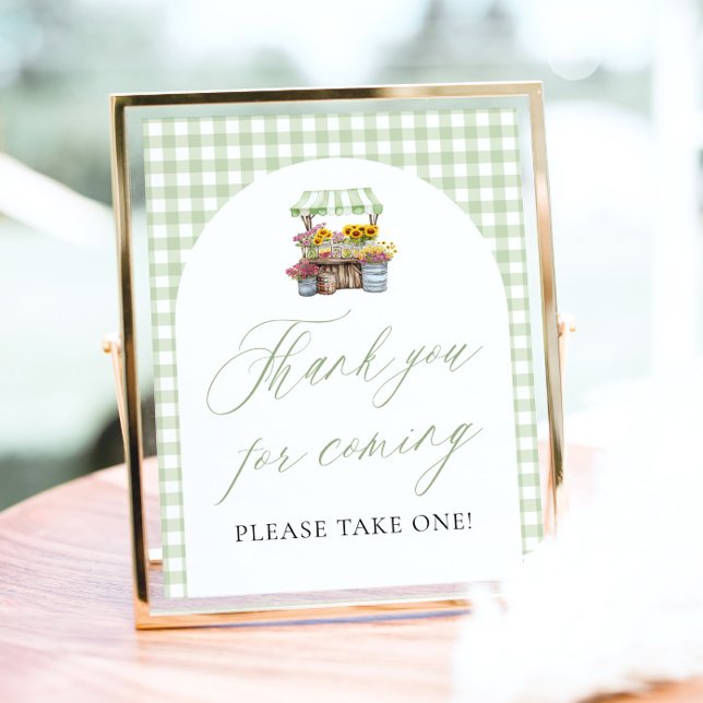 Grönt färsk från marknaden Tack för att du kom Poster (Sage Green Fresh Off The Market Thank you for coming Sign)