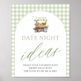 Grönt färsk från marknadsdatum - nattskylt poster