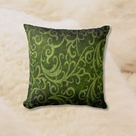 Grönt Faux Embossed Swirl-läder Kudde