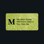 Grönt Faux Glitter Monogram-Adressetiketter Adressetikett<br><div class="desc">Grönt Glitter Monogram-Adressetiketter</div>