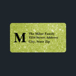 Grönt Faux Glitter Monogram-Adressetiketter Adressetikett<br><div class="desc">Grönt Glitter Monogram-Adressetiketter</div>
