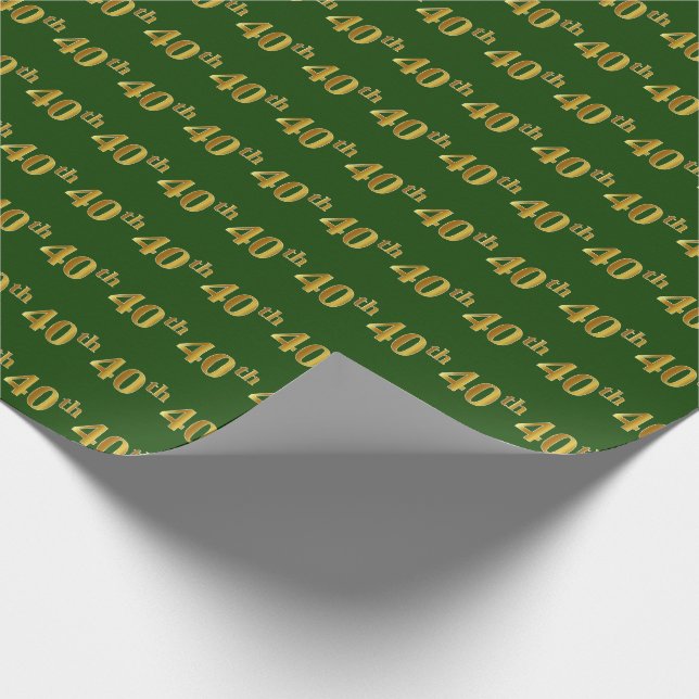 Grönt, Faux Guld 40:e (40:e) händelsen Presentpapper (Hörn)