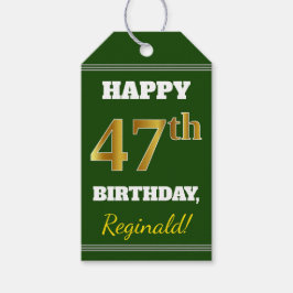 Grönt, Faux Guld 47:e födelsedagen + eget namn Presentetikett