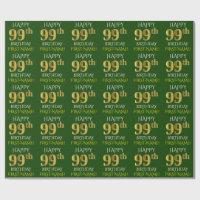 Grönt, Faux Guld "LYCKLIG 99 BIRTHDAY"