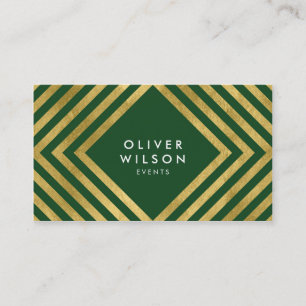 Grönt Faux Guld Social Media Elegant Geometric Visitkort