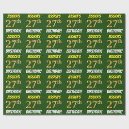 Grönt, Faux/Imitation Guld, "27:e BIRTHDAY" Presentpapper